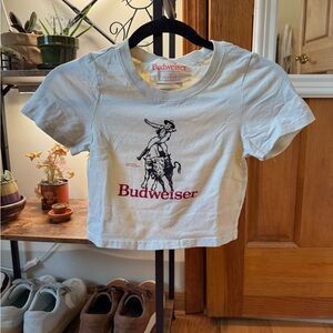 PacSun White Budweiser Crop